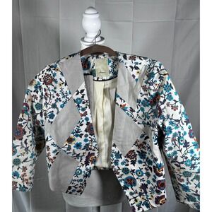 elevenses Anthropologie Floral Print Open Front Blazer Jacket - Size 0